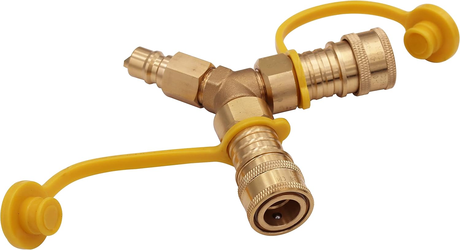 METER STAR 3/8" Y-Splitter Natural Gas Quick Connect Adapter,Suitable for Propane,Natural Gas,Weber Natural Gas Grill,Generator,Patio Heater,Pizza Oven, Patio Firepit,etc