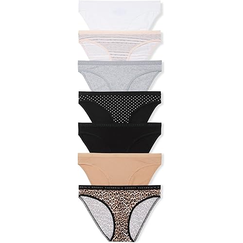 Victoria's Secret Women's Cotton Bikini Underwear, Moderate Coverage Panties for Women, Multi Pack (XS-XXL)