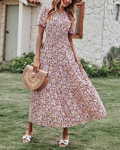 Image of PRETTYGARDEN Women's Casual Smocked Boho Floral A-Line Maxi Dress 2026