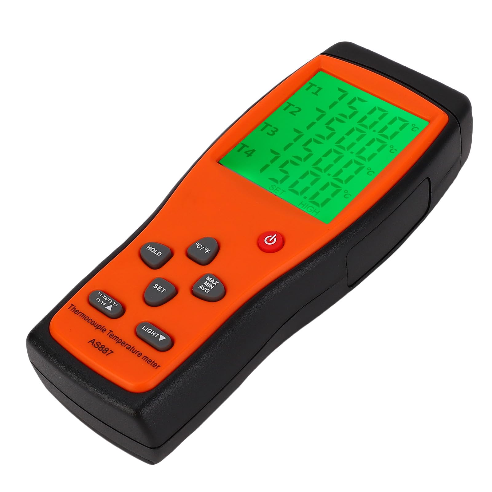 AUNMAS Termómetro Digital de 4 Canales, Material ABS, Medición Precisa de Temperatura -200 a 2501 ℉ para Aplicaciones Automotrices y HVAC