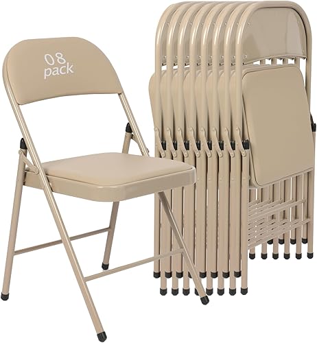 Miniatura 26 de Juego de 6 Sillas Plegables Blancas Acolchadas - Cómodas Sillas Apilables Portátiles para Interior y Exterior, Eventos, Fiestas, Oficina, Boda