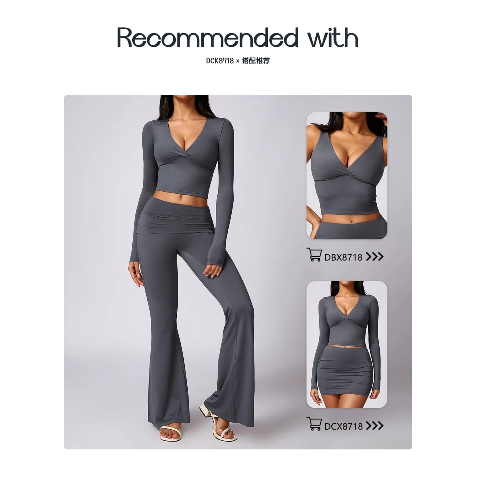 Leggings da Yoga in Palestra, a Vita Alta, da Ballo, a Zampa d'elefante, Push-up, ad Asciugatura Rapida, Pantaloni Sportivi Svasati da Donna(Gray,XL)