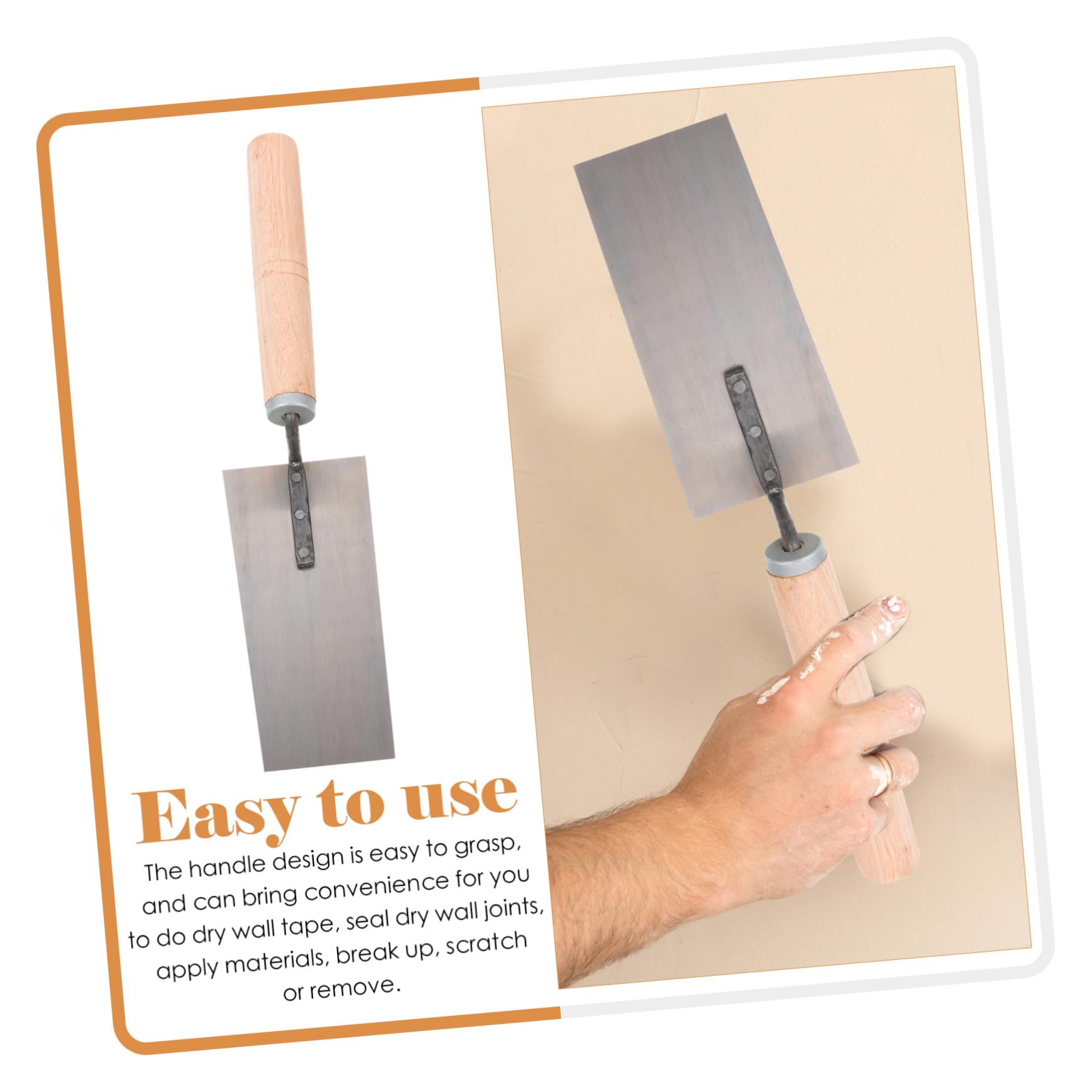 Lurrose Lot de 5 Truelles à Plâtre Inoxydables Manche en Bois, Spatules de Finition pour Ciment et Maçonnerie, Outil Professionnel pour Nivellement et Pose Carrelage, Usage Chantier et Construction