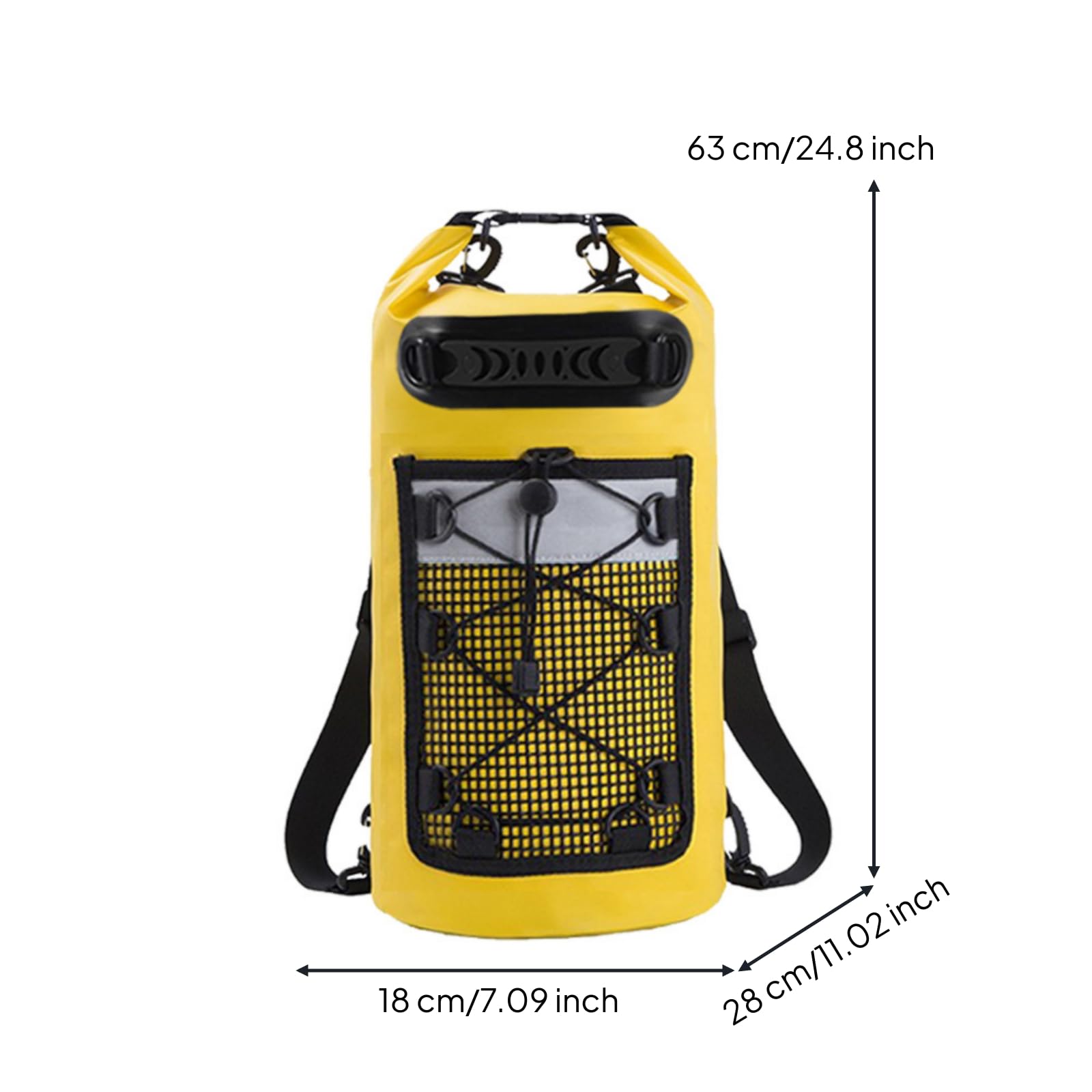 Zaino Impermeabile Outdoor Borsa Stagna Sacca a Tenuta Stagna Zaino a Rotolo in Tessuto Pvc Rivestito con di Chiusura Arrotolata E Compressone Adatto, Array, Giallo, 30L