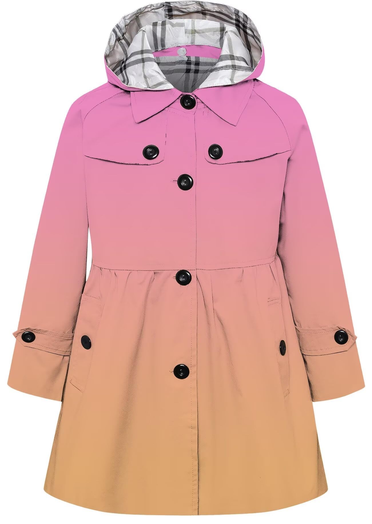 Betusline Girl's Single Breasted Trench Coat Hooded Dress Coat Outerwear