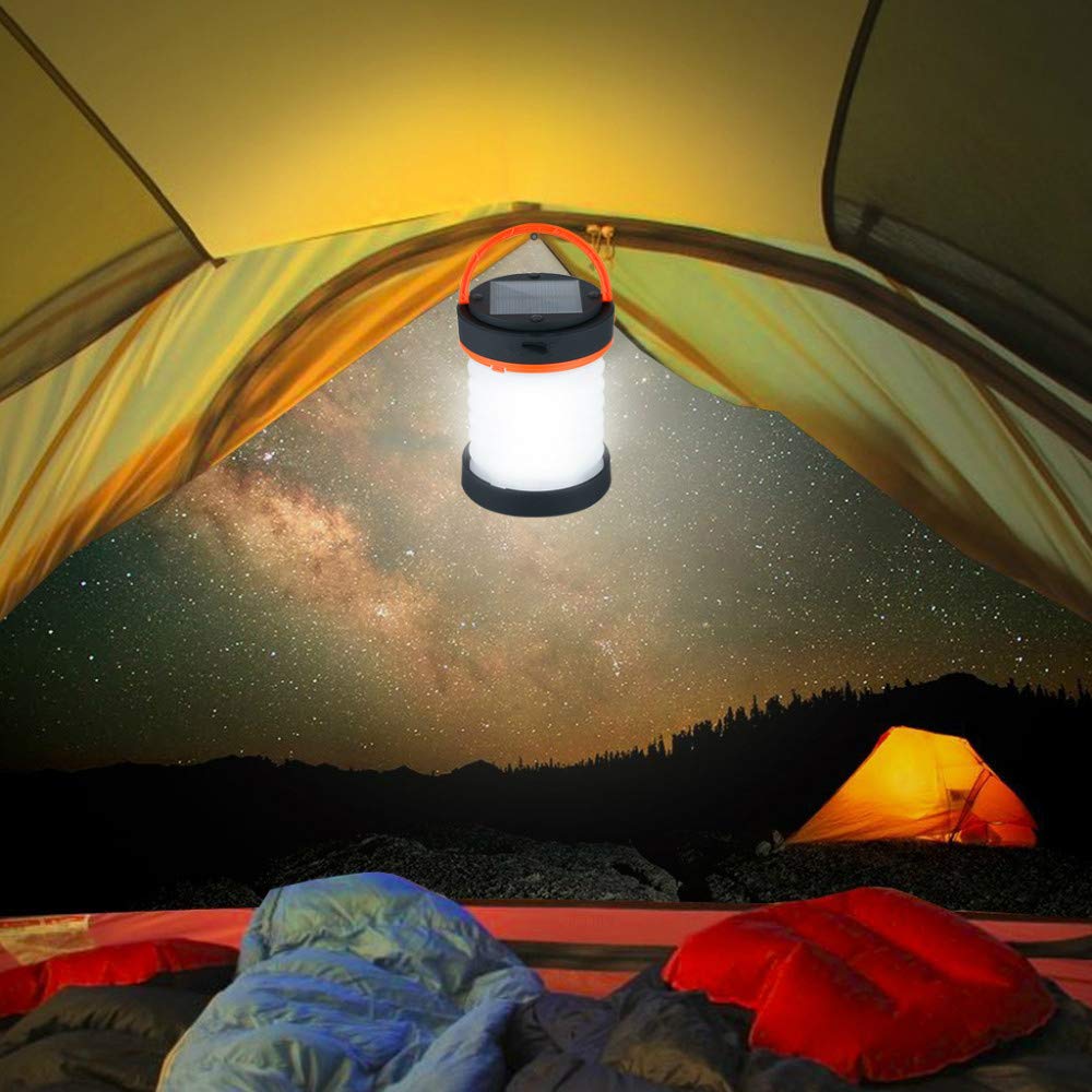 BAJIE Latarka solarna kempingowa składana latarnia USB i solarna ładowana lampa latarka latarka światło wodoodporna latarnia Niemcy pomarańczowa