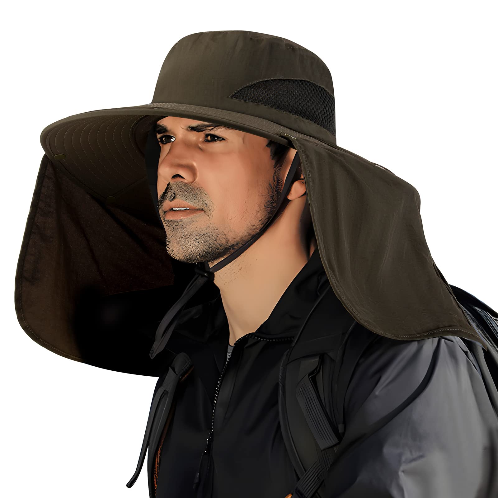 Fishing Hat for Men&Women,Outdoor UV Waterproof Wide Brim Bucket Hat,UPF50+ Sun Hat with Neck Flap