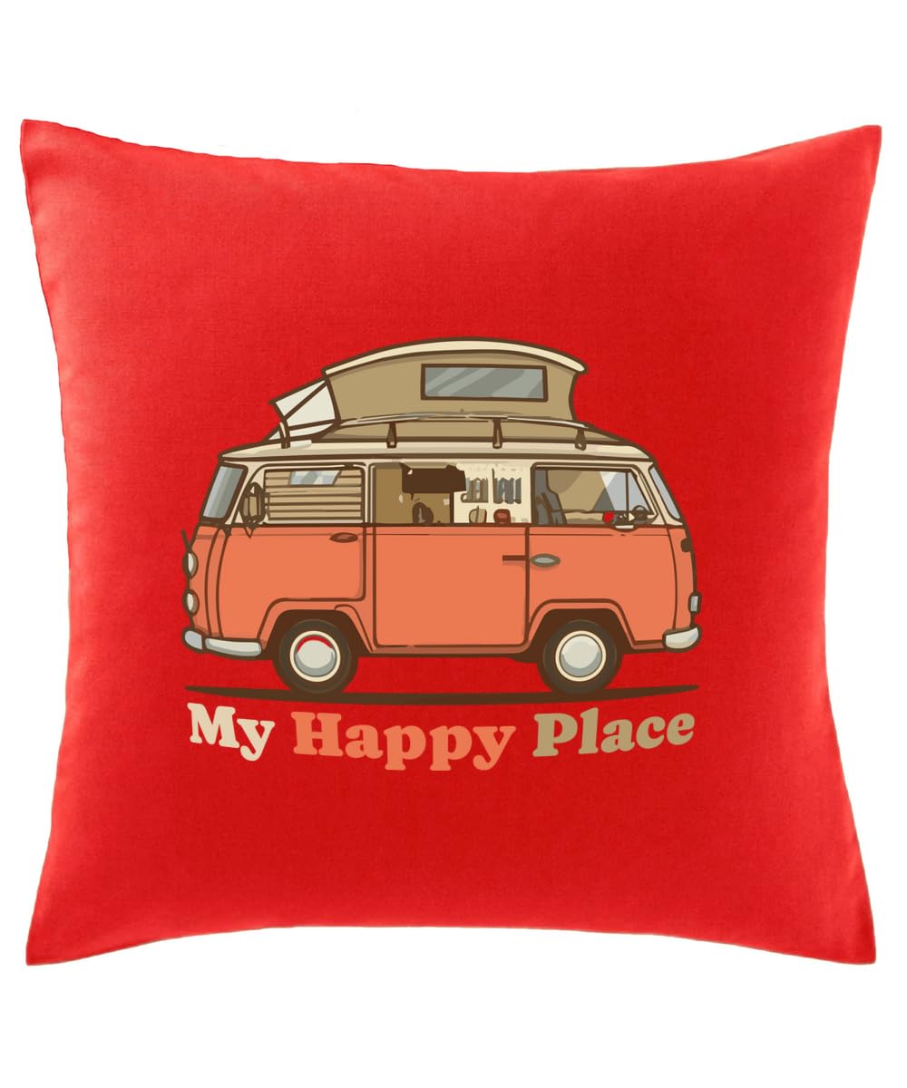 Hippowarehouse My Happy Place Campervan Printed bedroom accessory cushion cover case 41x41cm