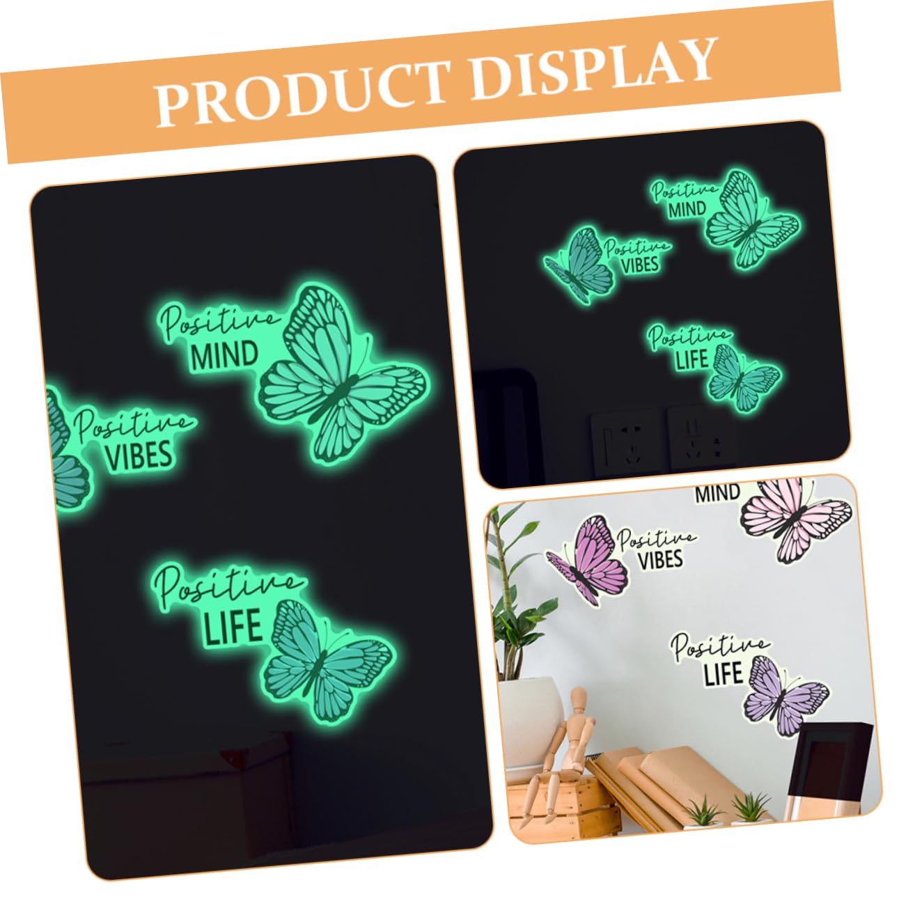 SHINEOFI 10 Set Adesivi Murali Farfalla Luminosi nel Decorazioni Rimovibili per Cameretta e Adesivi Autoaderenti per Camera da Letto e Corridoio