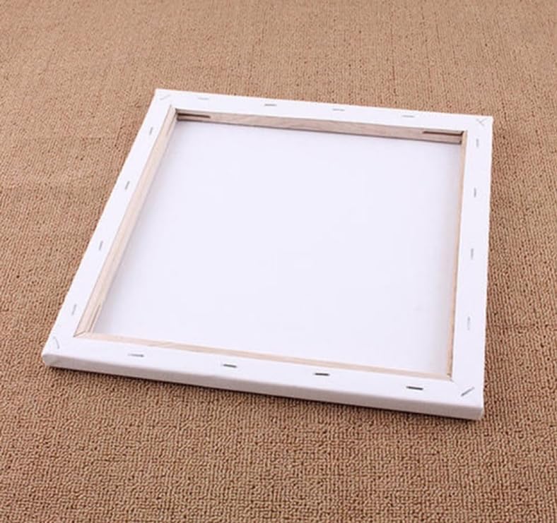 Set Di 4 Tele Per Pittura 100% Cotone Con Cornice + Cavalletto – Prime Bianche Per Acrilico E Olio, Dimensioni 20x20 Cm