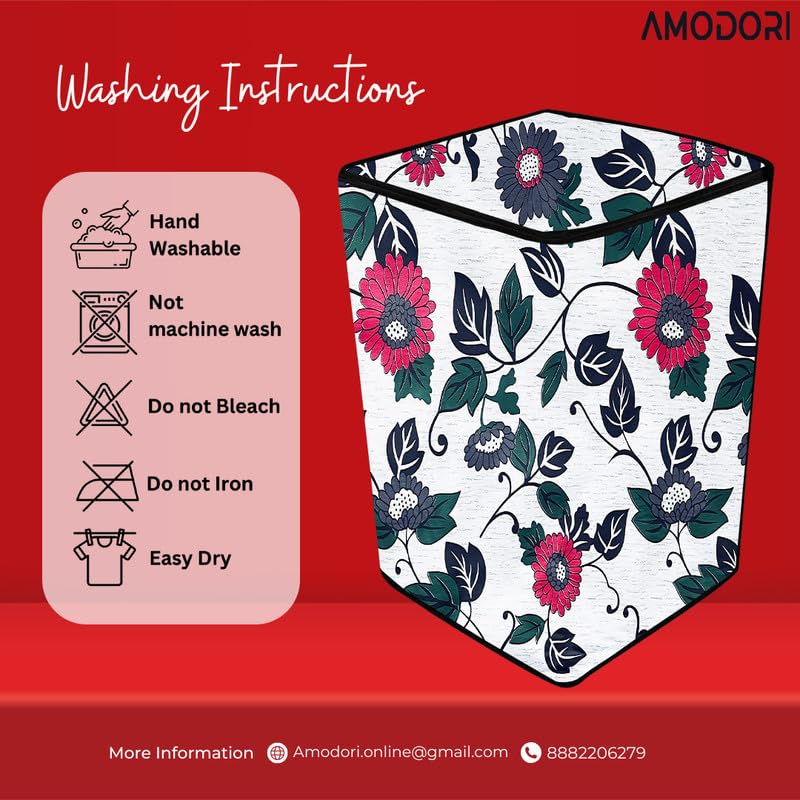 Image of Top-load washing machine cover LG Suitable For LG 8kg ,8.5kg ,9kg ,10kg ,10.5kg ,11 KG) floral White Multi Print