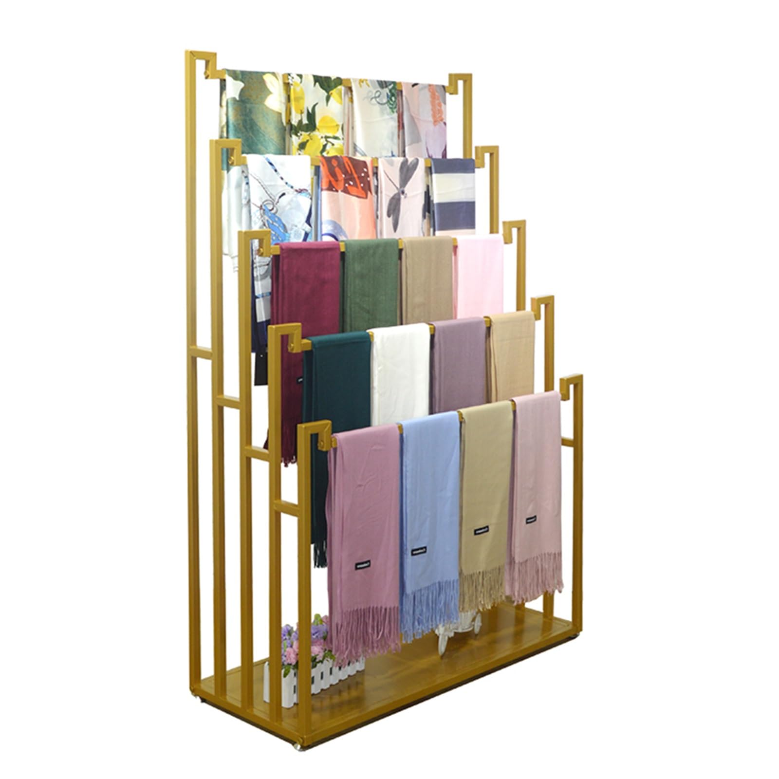Corbatero organizador cinturones percha pañuelos Oro Soporte De Bufanda De Seda Exhibición Comercial, Estantes De Ropa De Pie Para Chales, Hijab, Pantalones, Jeans, Manta, Tela Y Toalla, Marco De Hier