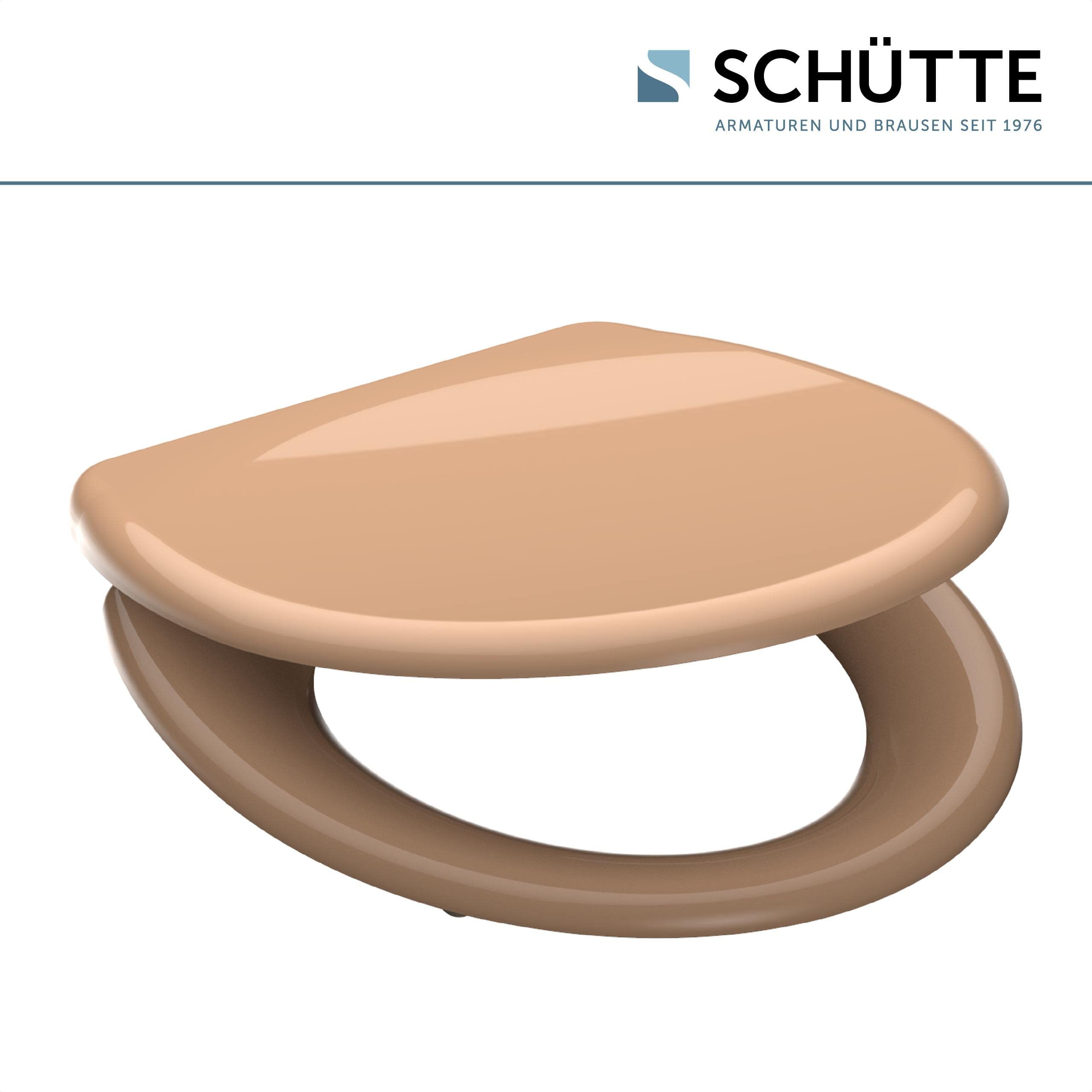 SCHÜTTE Asiento de inodoro de duroplast, color beige, con dispositivo automático de descenso y cierre rápido para una fácil limpieza, carga máxima del asiento de inodoro 150 kg, color beige 82305
