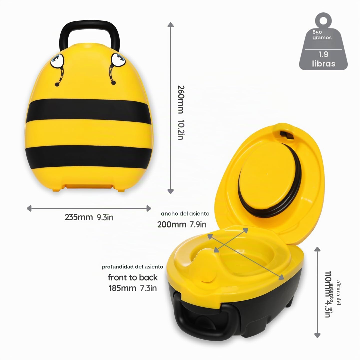 My Carry Potty - galardonado asiento de inodoro portátil para bebés, niños y niñas para llevar a cualquier lugar (Abejorro)