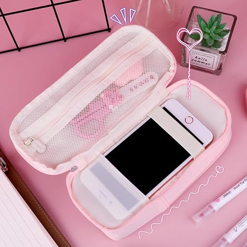 Miniatura 10 de iSuperb Estuche para lápices de pie, 2 compartimentos, estuche magnético para teléfono celular, soporte para bolígrafo, bolsa de teléfono de gran