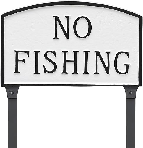 Miniatura 7 de Placa de metal fundido sin arco de pesca - Pared o césped - Señal de advertencia de no pesca - Resistente a los rayos UV - Aluminio con