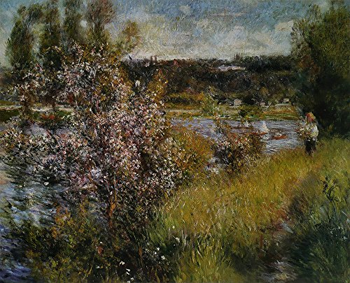 Cuadro de La Seine à Chatou de Renoir mediano con marco marrón y acabado mate 2
