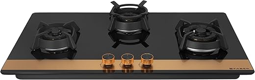 Faber 90cm 3Burner Gas Hob | Flame Failure Device | Cast Iron Pan Support | Metal Knobs | Dual Flame Burner | 8mm Toughened Black Glass | Versatile…