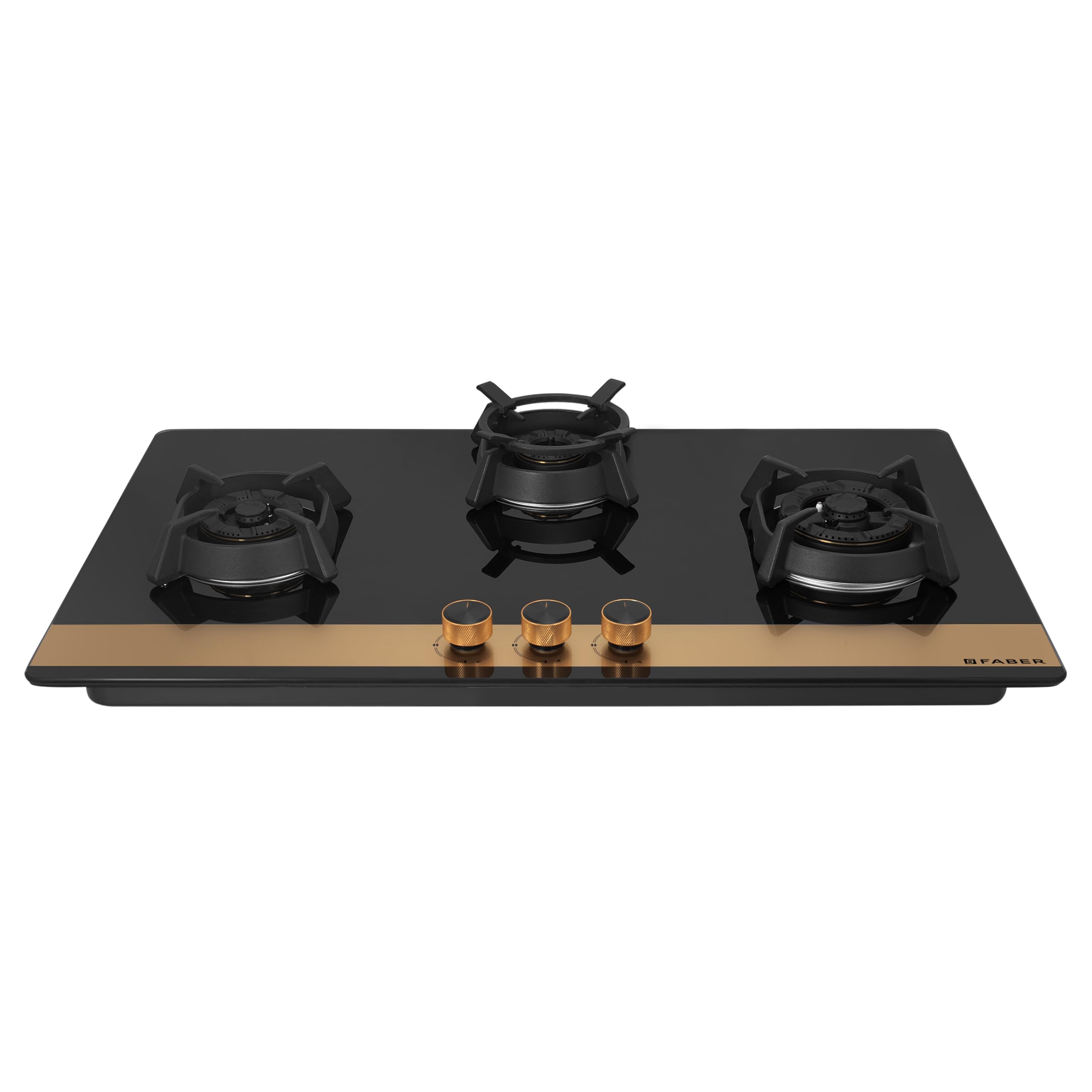 90cm 3Burner Gas Hob | Flame Failure Device | Cast Iron Pan Support | Metal Knobs | Dual Flame Burner | 8mm Toughened Black Glass | Versatile Hob/Cooktop | Hob Utopia Pro HT 903 BR CI