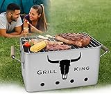 Holzkohlegrill, BBQ Grill +Zange Gartengrill 43x22 cm, Tischgrill Campinggrill...