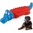 Rmolitty Dog Toys for Aggressive Chewers Large Medium Breed Dogs, Indestructible Interactive Tough Non-Toxic Natural Rubber & Nylon Tough Teething Double-Ring Chew Toys (Ring-Red)