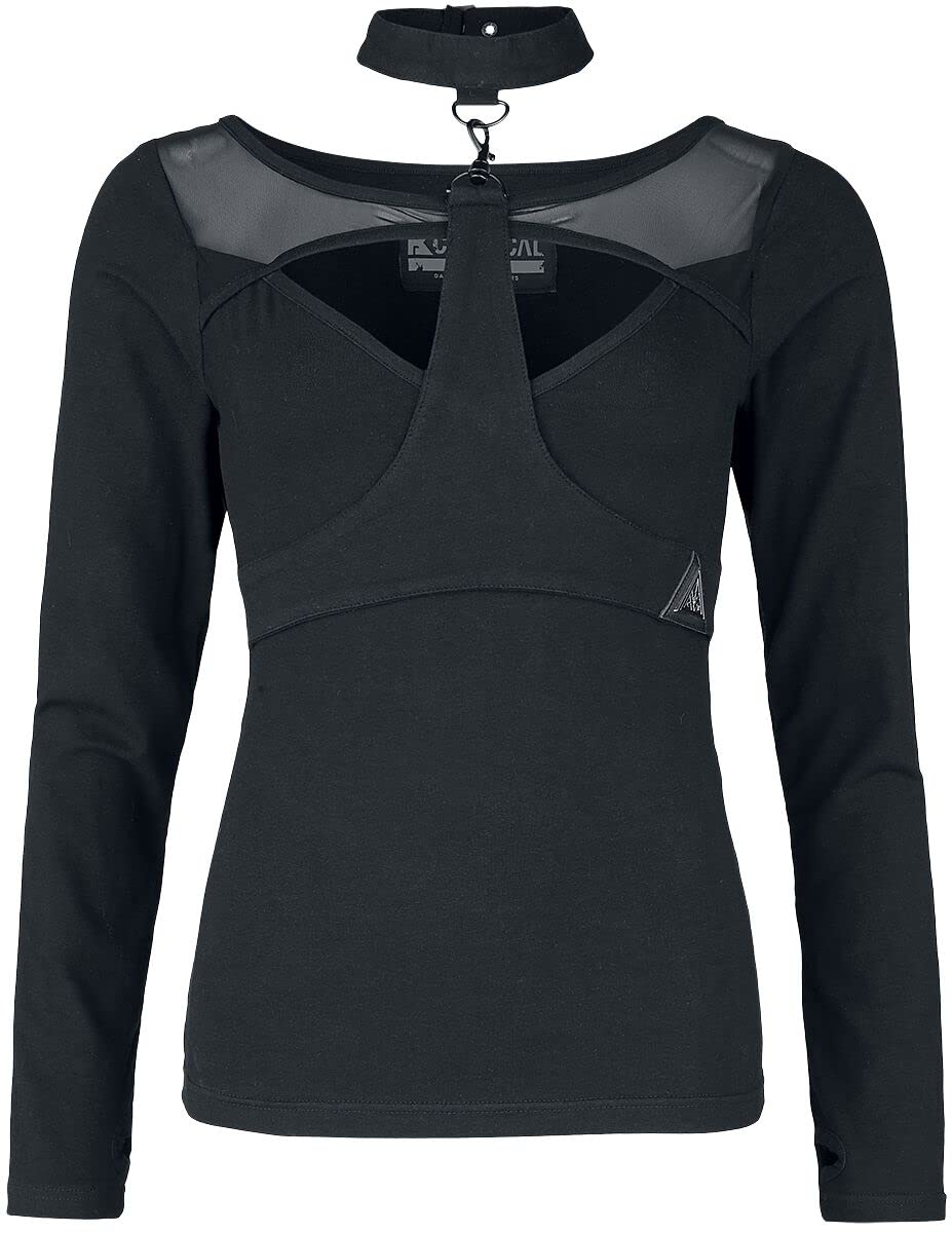 Chemical Black Moira Top Donna Maglia Maniche Lunghe Nero XL 95% Cotone, 5% elasthane Slim Fit