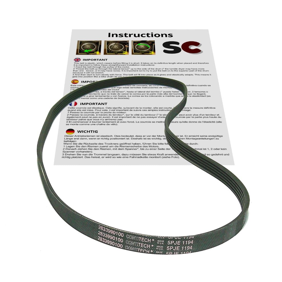 SC Solocorreas - Washing machine belt 5PJE 1194 (2833990100)