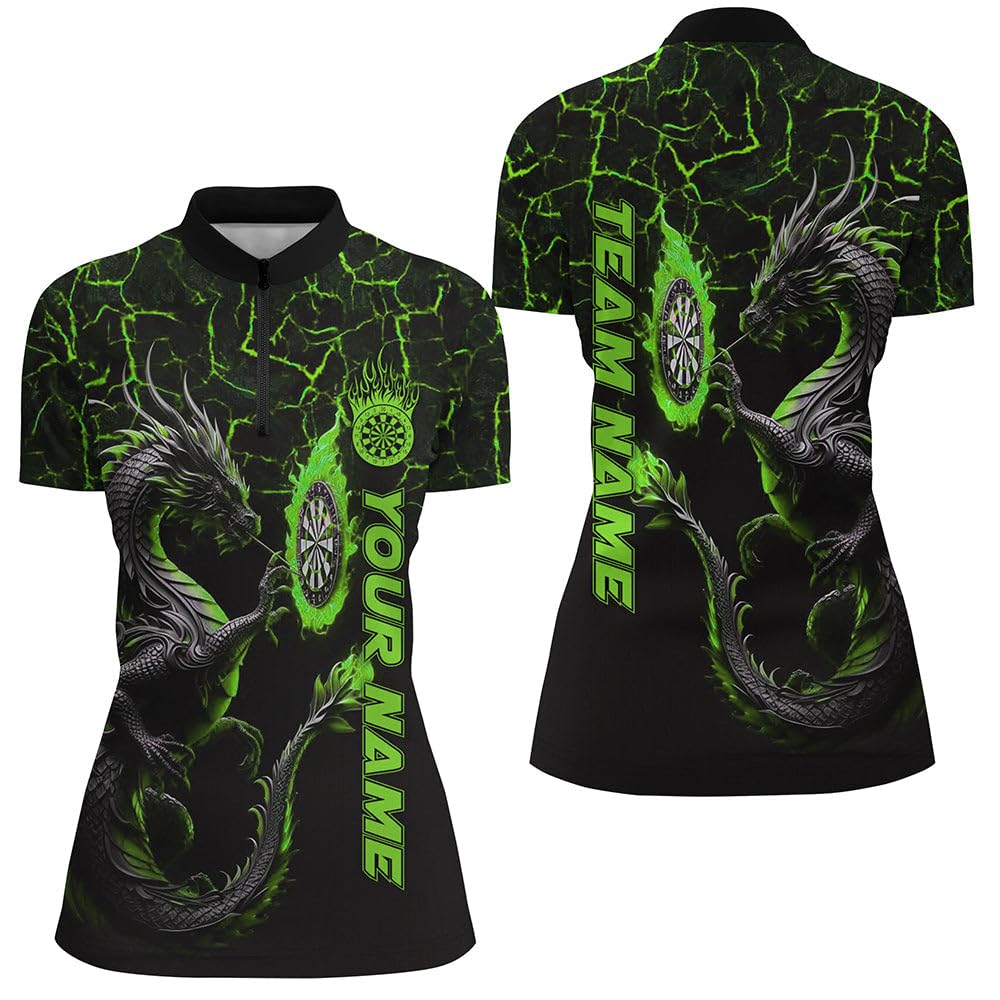 Personalisierte grüne große Drachen 3D-gedruckte Darts-Shirts für Männer & Frauen– Individuelle Team-Liga Darts-Trikots T1842