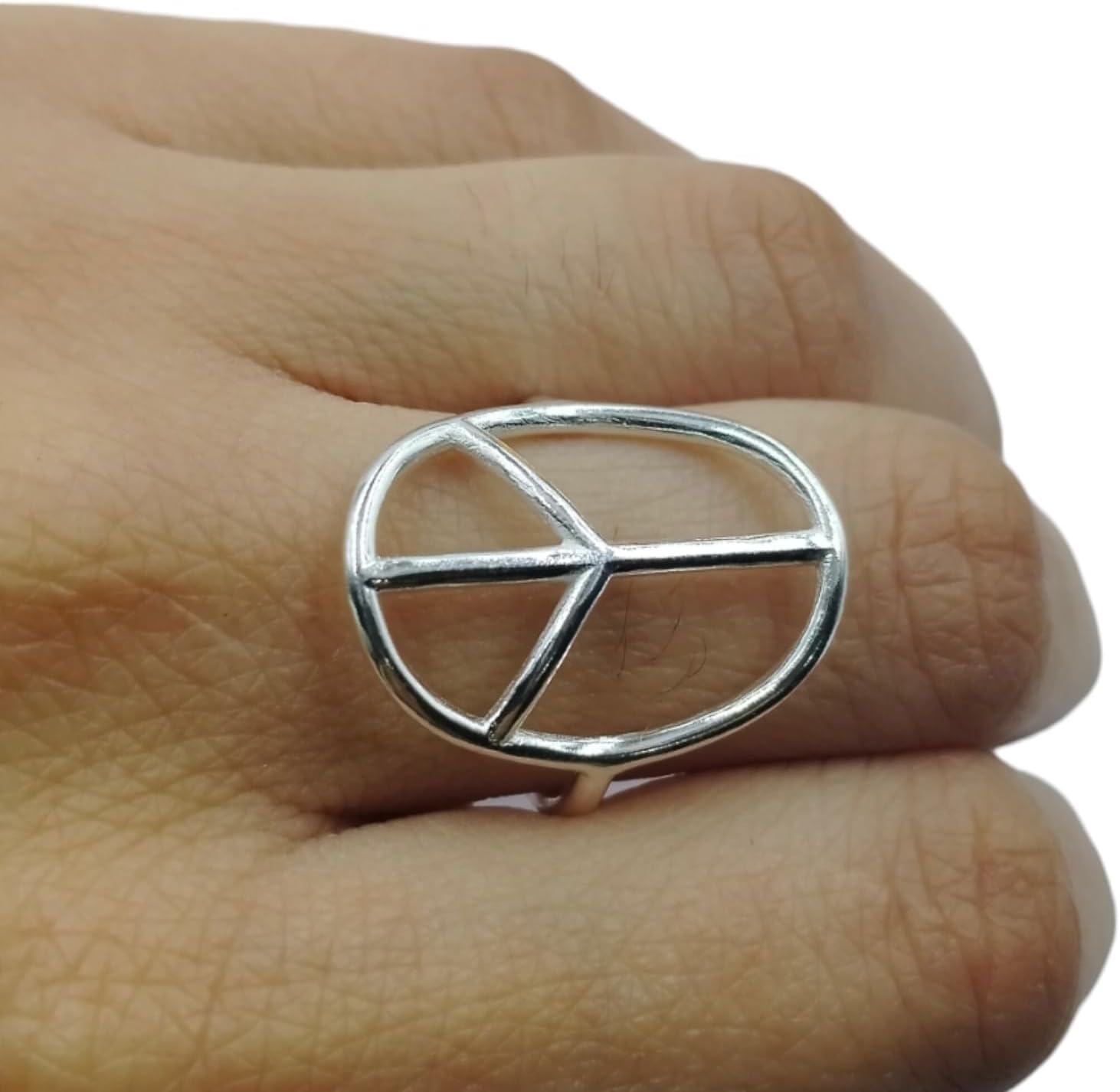 MJ By Monica Sterling Silver Peace Sign Ring for Women, 925 Silver, Cocktail Party Style