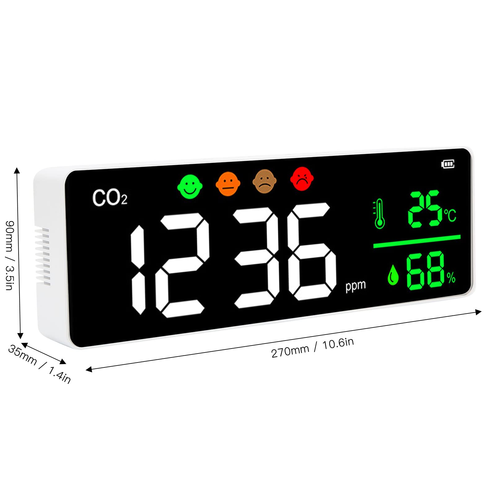 Amazon.co.jp: 空気質モニター 壁掛け LEDスクリーン CO2濃度検出器