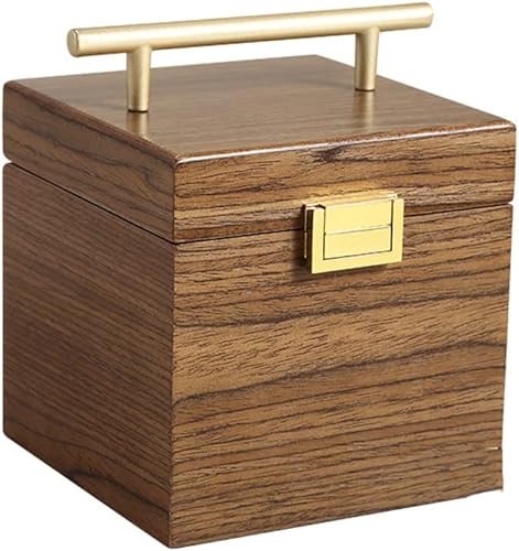 QUUL Caja organizadora de joyas 3 en 1 caja cuadrada de madera caja de regalo para aretes anillos collar maleta caja de joyería