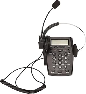 Bewinner Call Center Dialpad Headset Telephone, Corded Telephone with Headset Dialpad Noise Canceling FSK DTMF Caller ID, Telephone Headsets for House Call Center Office