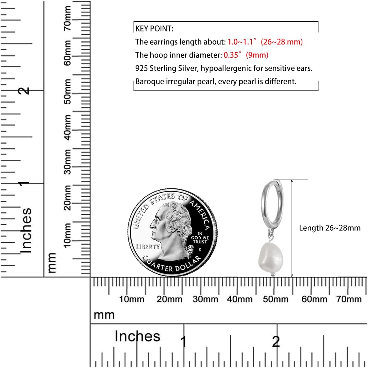 Dainty Huggie Hoop Earrings with Dangle for Women Girls, 925 Sterling Silver Small Huggie Earring with Drop Charm for Everyday - Image 5