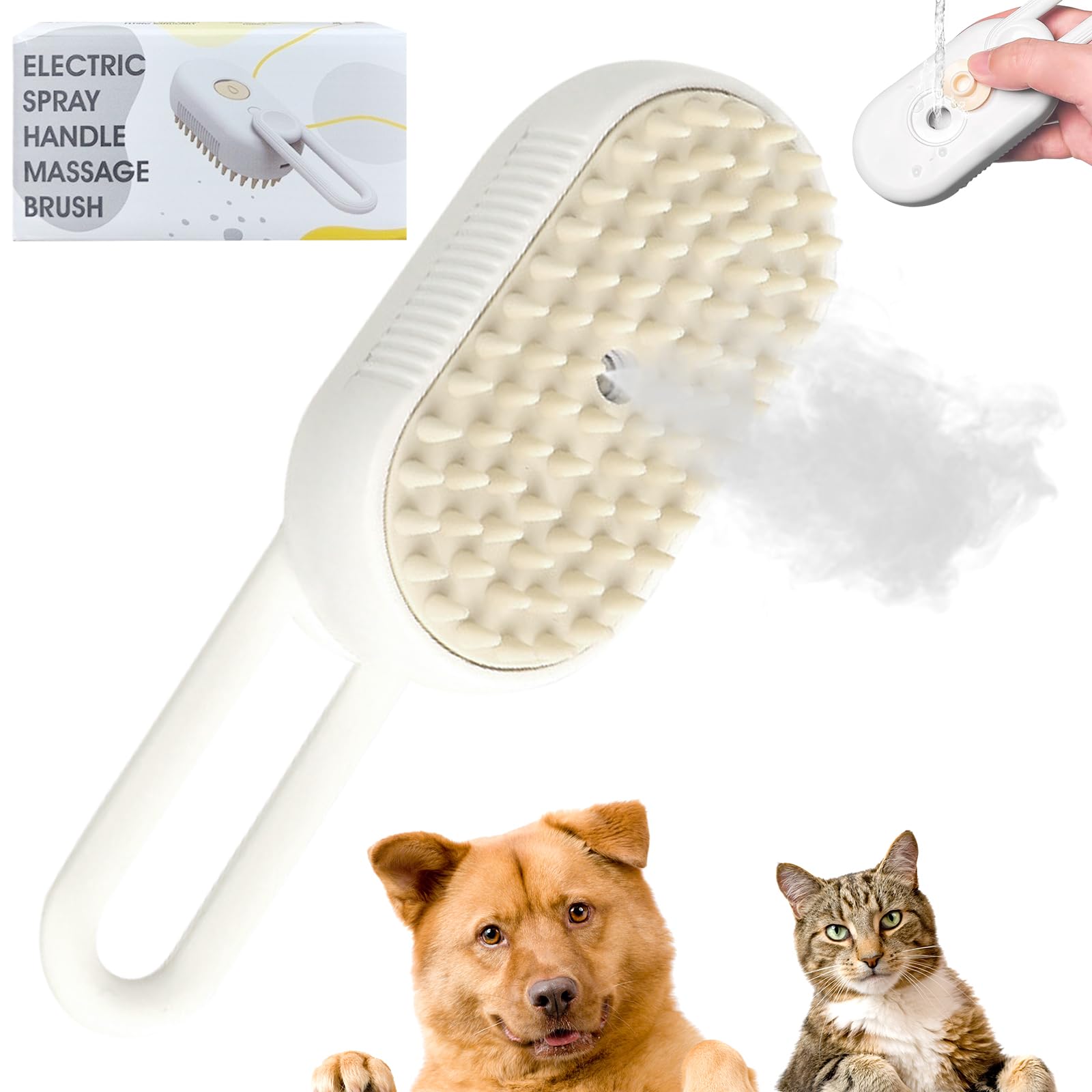 GAROMIA Cepillo para gatos con vapor 3 en 1, cepillo de vapor para gatos, cepillo de vapor para gatos, peine para eliminar el pelo de mascotas, cepillo de vapor para el cuidado y la depilación