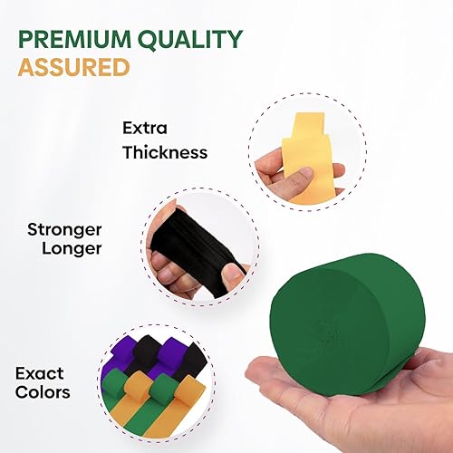 Vista 35 de 8 rollos de serpentinas moradas, paquete de 656 pies de papel crepé morado con blanco para decoraciones de fiestas, decoraciones de cumpleaños