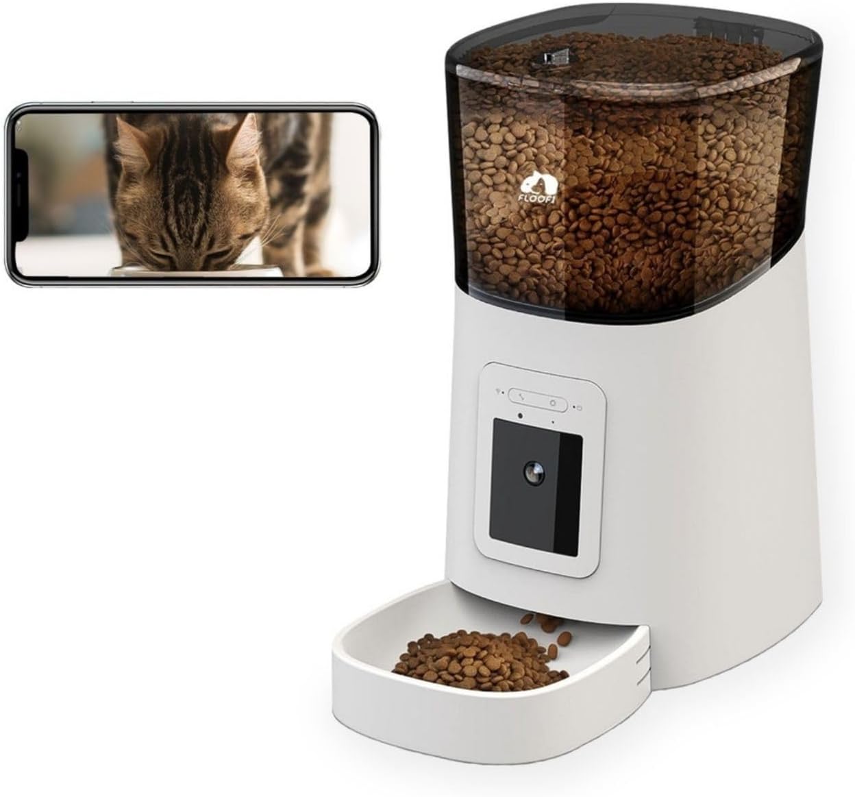 Floofi Automatic Cat Feeder with Camera & Timer 6L, 1080P HD Video with IR Night Vision, Real-Time Video Recording, Two Way Voice…