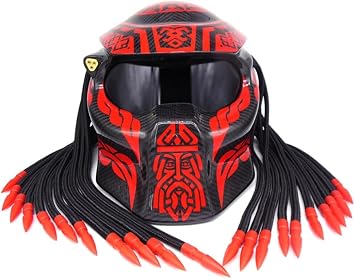Motorcycle Personality Helmet Predator Warrior Carbon Fiber Helmet,A,L