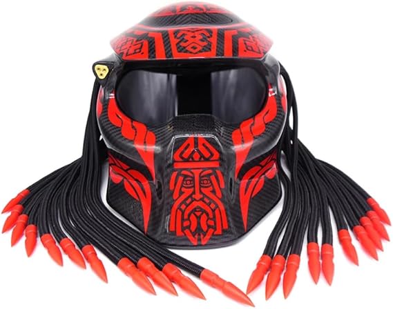 Motorcycle Personality Helmet Predator Warrior Carbon Fiber Helmet,A,L