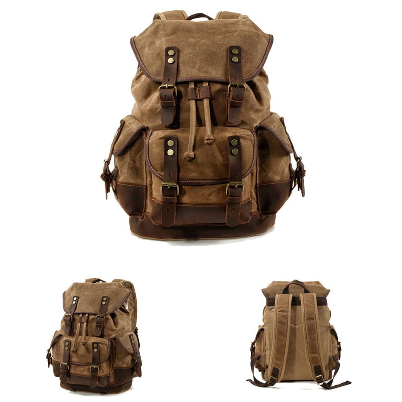 Sac à Dos Outdoor Products – Rouge/marron – Toile Et Cuir – Vintage USA – Randonnée