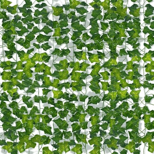 Guirlande de Lierre Artificiel - Pack de 36 Pièces Faux Lierre 2,1m pour Décoration Chambre, Balcon, Mariage, Jardin, Fêtes - Verdure Réaliste, Plantes...