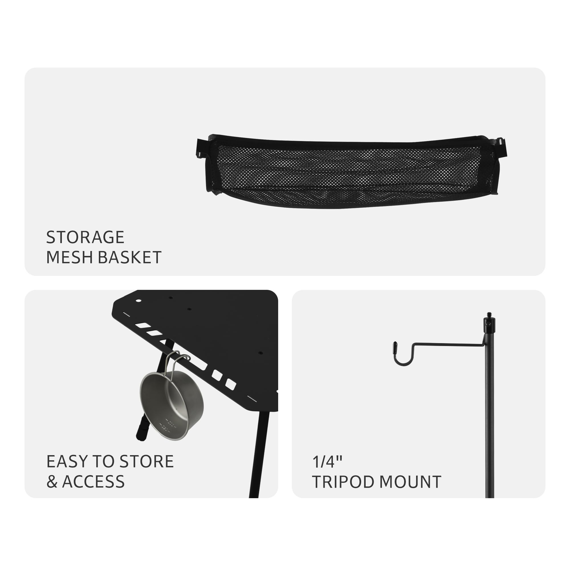 Naturehike Tavolo da campeggio con 3 scomparti pieghevoli, robusto tavolo tattico per casa, cucina, picnic ed esterni, pieghevole, ideale per campeggio e uso quotidiano