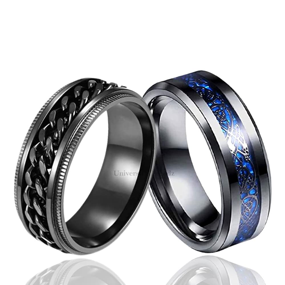 University Trendz Stainess Steel Combo Pack of Fidget Spinner with Dragon Ring for Mens and Boys (Black-Black) (B0BV77BPKX) Amazon Price History, Amazon Price Tracker