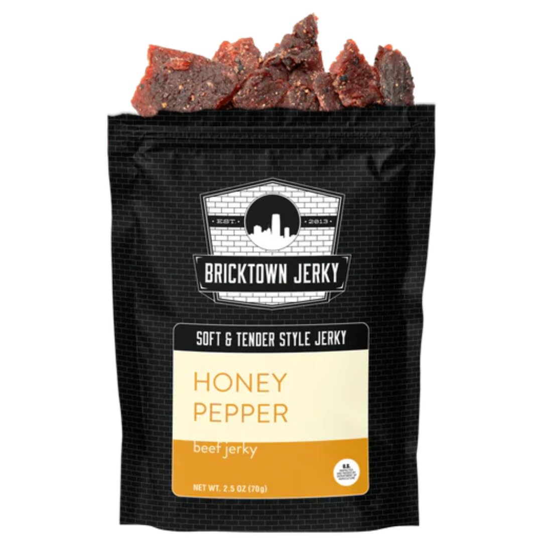 Honey Pepper Beef Jerky - Soft and Tender Style, High Protein, Low-Carb, Healthy Lean Meat Snack - Gourmet Beef Jerky, No Preservatives - 2.5 oz.