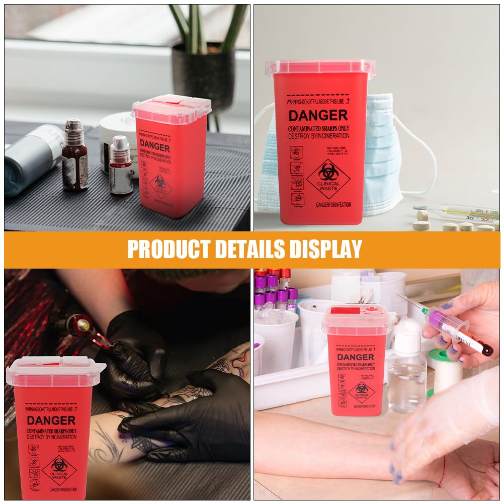 Sharps Container for Home Use, 1 Quart (1-Pack) Red Needle Sharp Disposal Containers for Home Use - Biohazard Needle and Syringe Disposal for Travel and Professional Use