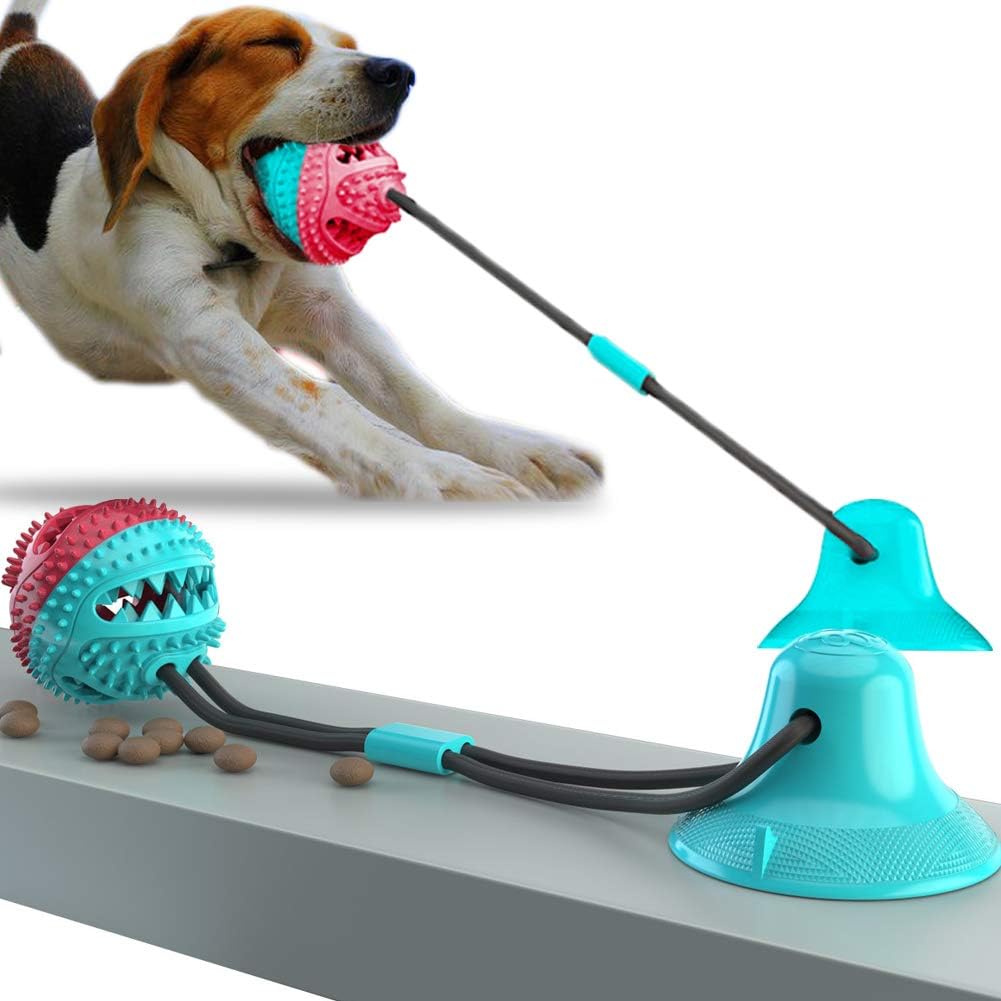 FULNEW Upgrade Suction Cup Dog Toy Dog Rope Chew Toys Pet Molar Bite Toy Interactive Pet Treat Ball Dog Teeth Cleaning Toys
