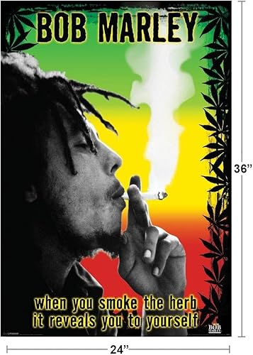 Miniatura 3 de Póster musical con cita de Bob Marley Smoke the Herb (24x36)