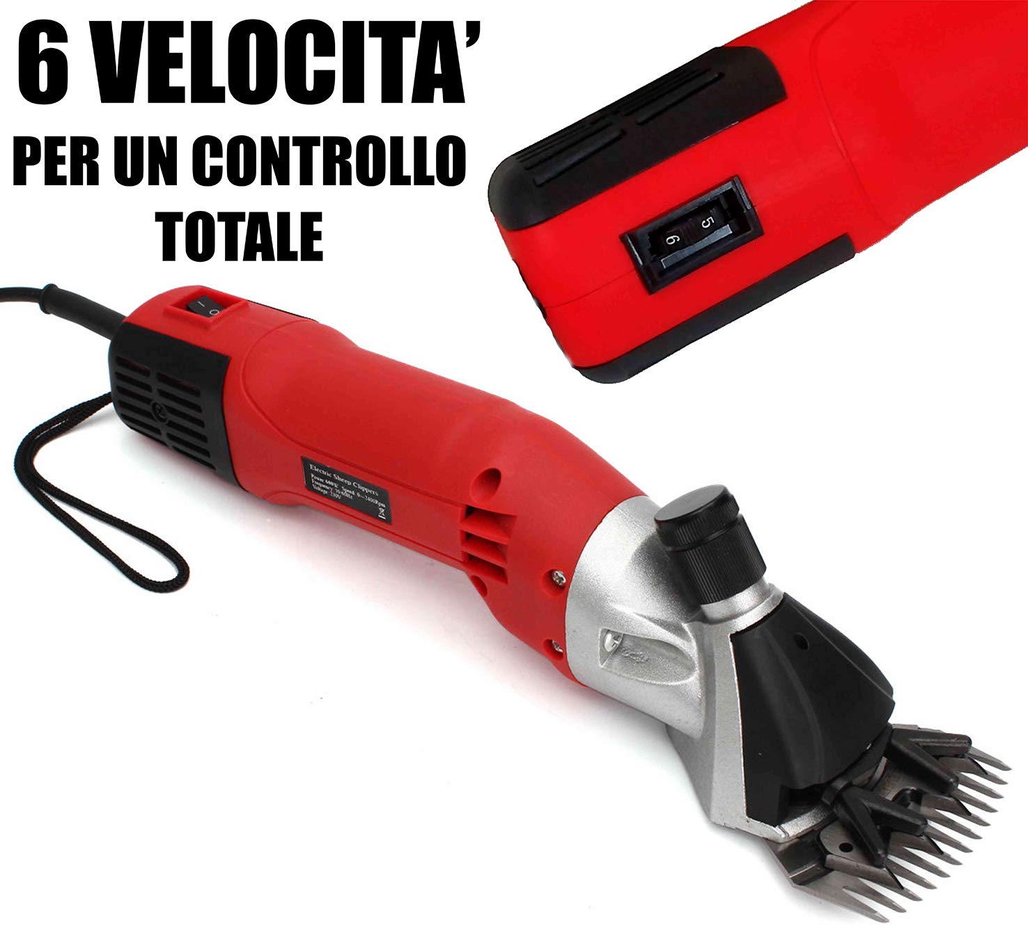 UNITED TRADE Tosapecore professionale per pecore 500W con 6 livelli di velocità completa di valigetta