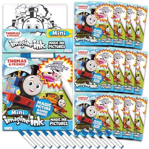 Thomas the Train Imagine - Juego de libros para colorear de tinta para niños, paquete de 12 libros para colorear de tinta mágica sin ensuciar Thomas y sus amigos con calcomanías de Barn Bots y