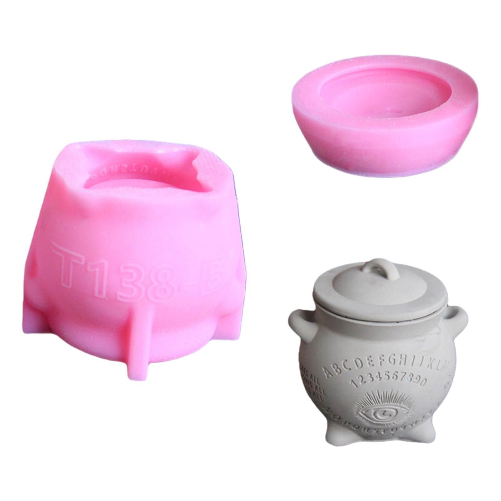 Tsophreniq Witch Themed Resin Jar Molds with Lid Multipurpose Silicone for Cup Jewelry Case Holiday Decoration Silicone Witch Cauldron Mold for Plaster Craft