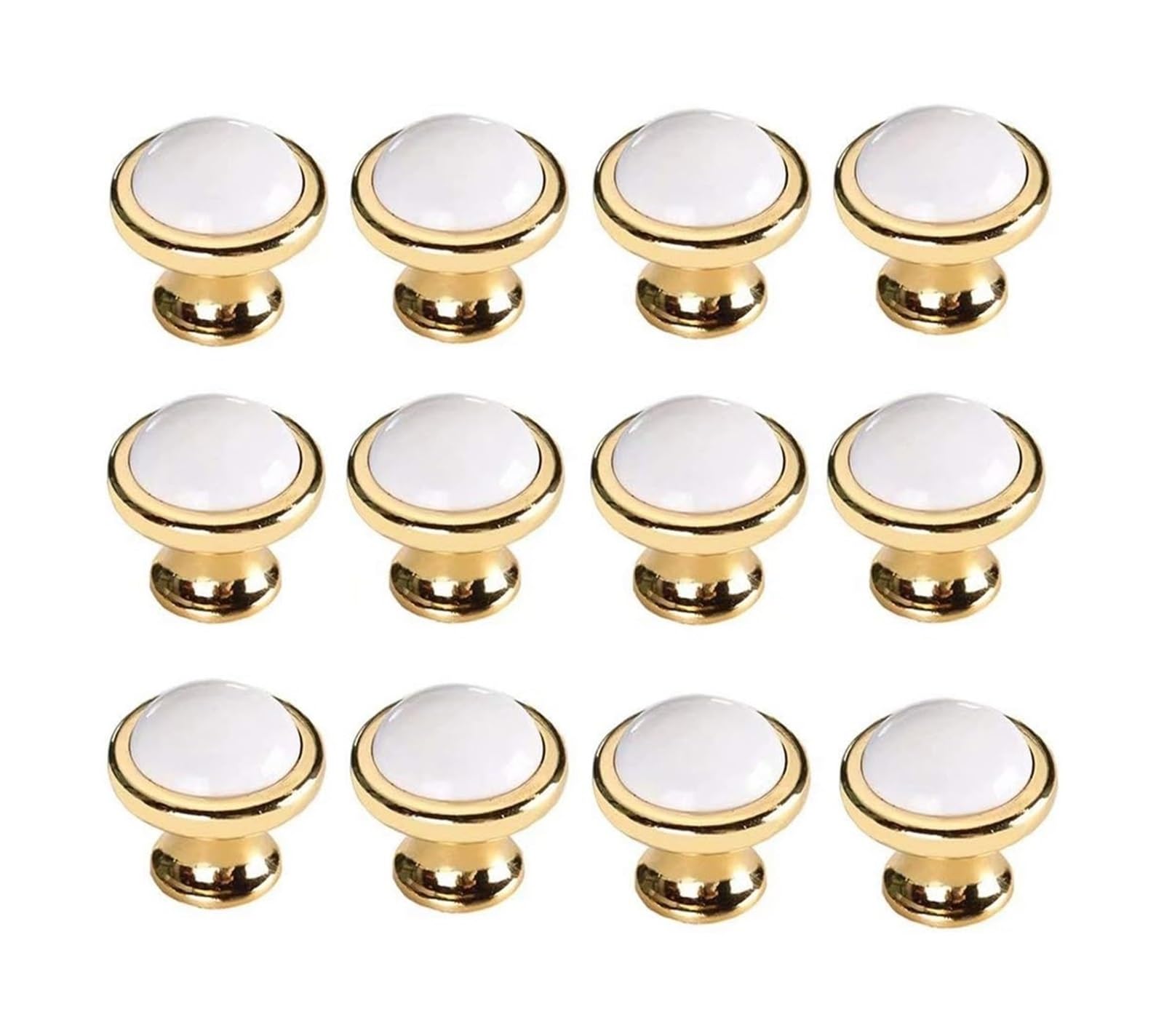 Opeximatun Ceramic Drawer Knobs, 12 Pcs Multicolor Ceramic Zinc Cabinet Handles 96mm Hole Distance(Golden,Single Hole)